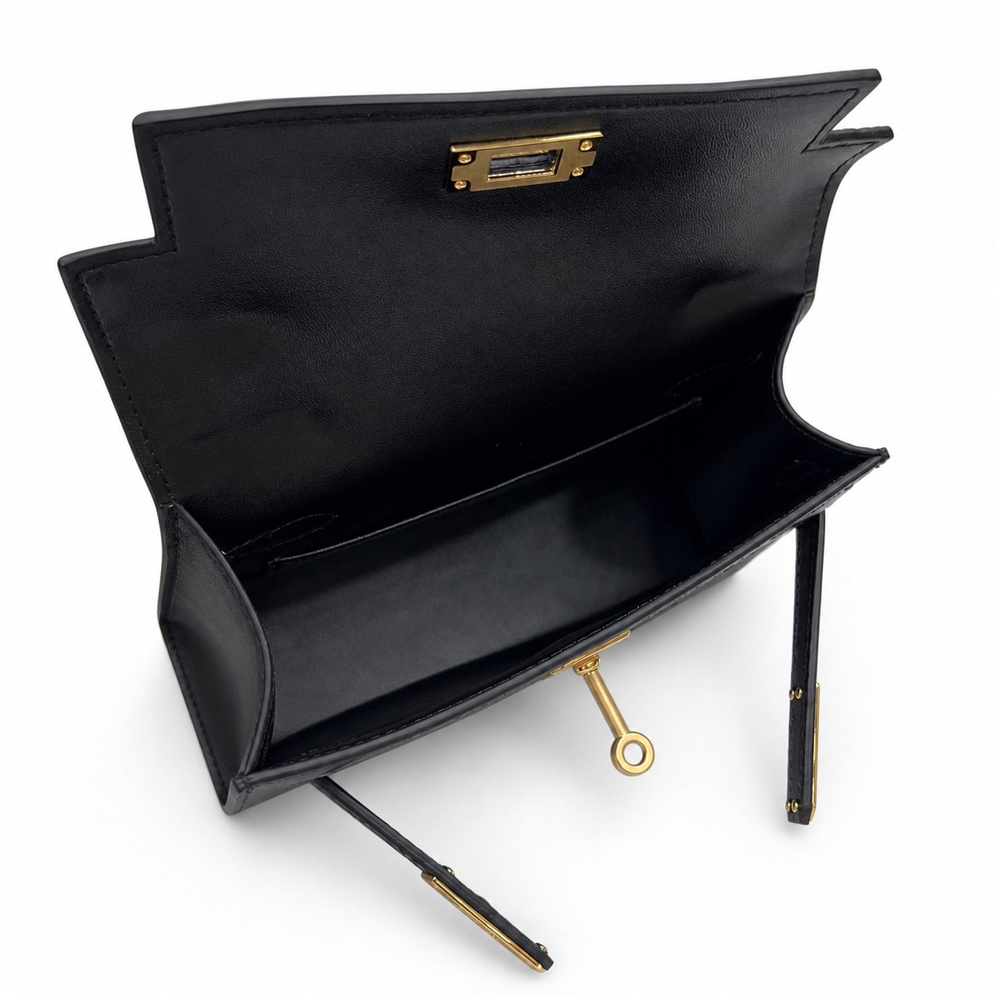 Mini Kelly Sellier 19cm Noir Ostrich Leather Gold Hardware Women Mini Handbag