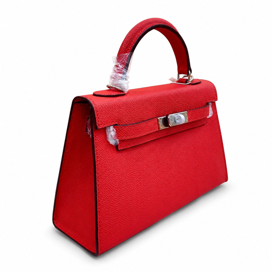 Mini Kelly II Sellier 19cm & 22cm Rouge Casaque Epsom Leather Palladium Hardware Women Mini Handbag