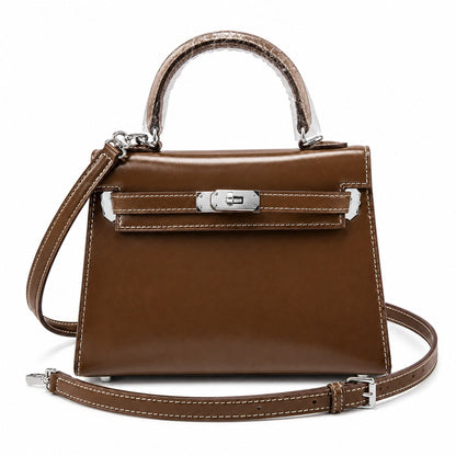 Kelly Sellier 19cm & 22cm & 25cm Ebene Box Calf Leather Gold Hardware & Palladium Hardware Women Handbag