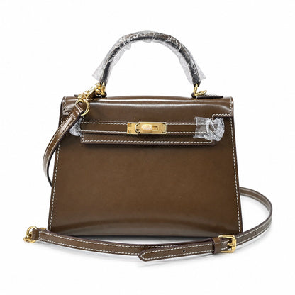 Kelly Sellier 19cm & 22cm & 25cm Ebene Box Calf Leather Gold Hardware & Palladium Hardware Women Handbag