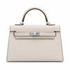 Mini Kelly II Sellier 19cm & 22cm Craie Epsom Leather Palladium Hardware Women Mini Handba