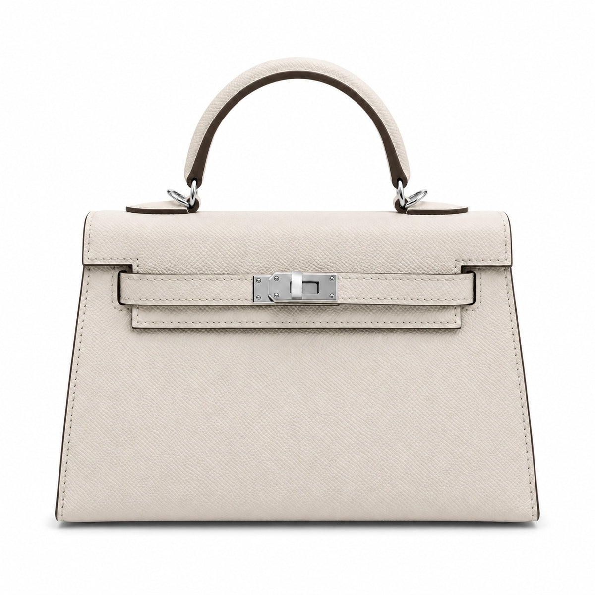 Mini Kelly II Sellier 19cm & 22cm Craie Epsom Leather Palladium Hardware Women Mini Handba