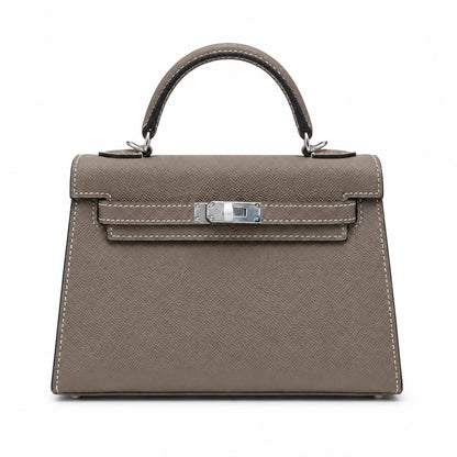 Mini Kelly II Sellier 19cm & 22cm Gris Asphalte Epsom Leather Palladium Hardware Women Mini Handbag