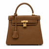 Kelly Sellier 20cm & 25cm & 28cm Chocolat Togo Leather Gold Hardware Women Handbag