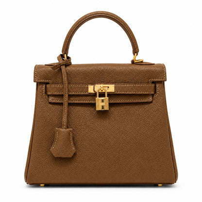 Kelly Sellier 20cm & 25cm & 28cm Chocolat Togo Leather Gold Hardware Women Handbag