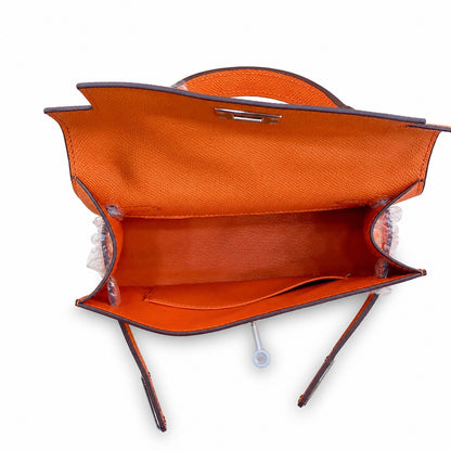 Mini Kelly II Sellier 19cm & 22cm Orange Epsom Leather Palladium Hardware Women Mini Handbag