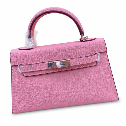 Mini Kelly II Sellier 19cm & 22cm Rose Confetti Epsom Leather Palladium Hardware Women Mini Handbag