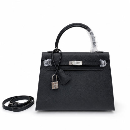 Kelly Sellier 25cm & 28cm Noir Epsom Leather Palladium Hardware Women Luxury Handbag