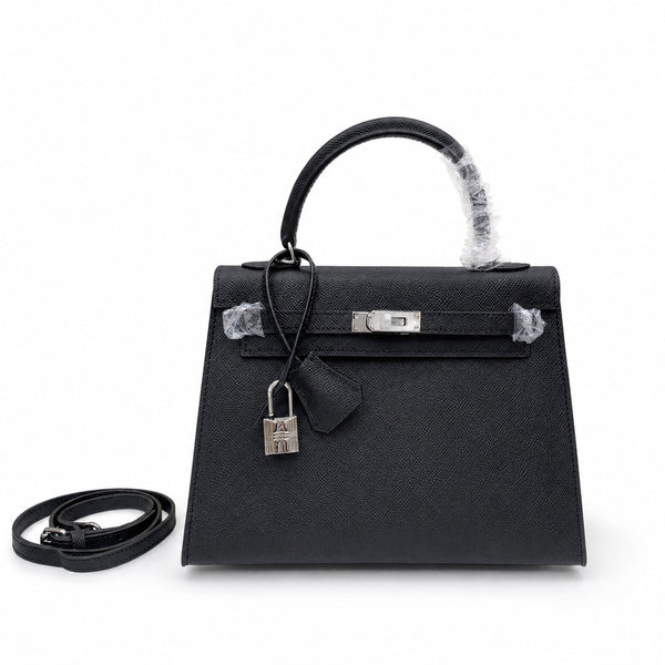 Kelly Sellier 25cm & 28cm Noir Epsom Leather Palladium Hardware Women Luxury Handbag