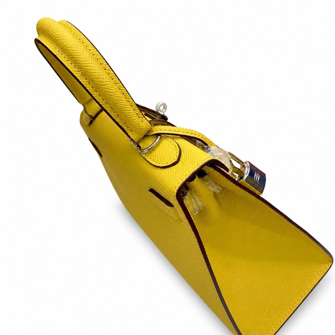 Kelly Sellier 25cm & 28cm Jaune Ambre Epsom Leather Palladium Hardware Women Luxury Handbag