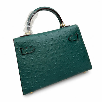 Mini Kelly II Sellier 19cm Vert Cypress Epsom Leather Gold Hardware Mini Women Handbag
