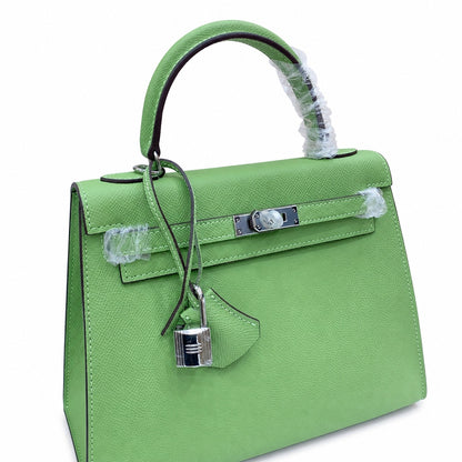 Kelly Sellier 25cm & 28cm Vert Pistache Epsom Leather Palladium Hardware Crossbody Handbag