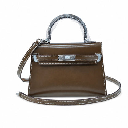 Kelly Sellier 19cm & 22cm & 25cm Ebene Box Calf Leather Gold Hardware & Palladium Hardware Women Handbag