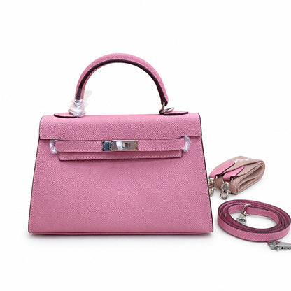 Mini Kelly II Sellier 19cm & 22cm Rose Confetti Epsom Leather Palladium Hardware Women Mini Handbag