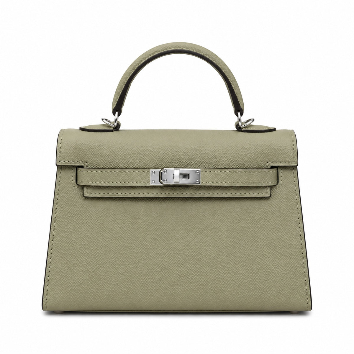 Mini Kelly II Sellier 19cm & 22cm Sauge Epsom Leather Palladium Hardware Women Mini Handbag