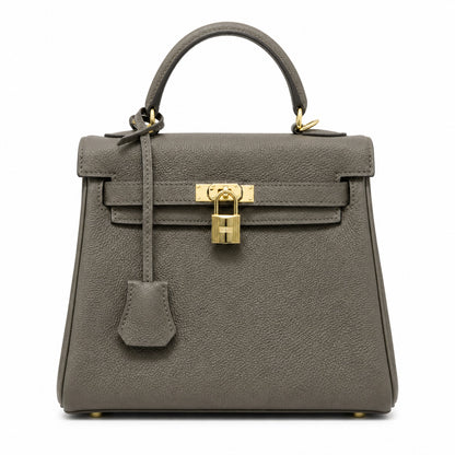 Kelly Sellier 20cm & 25cm & 28cm Gris Asphalte Togo Leather Gold Hardware Women Handbag