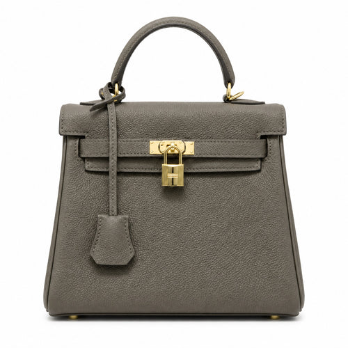 Kelly Sellier 20cm & 25cm & 28cm Gris Asphalte Togo Leather Gold Hardware Women Handbag