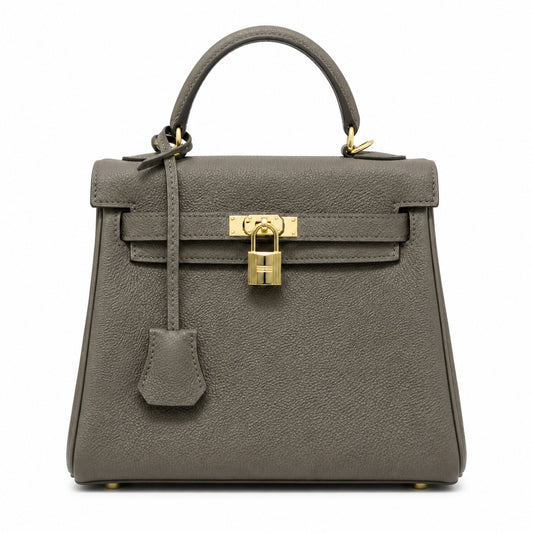 Kelly Sellier 20cm & 25cm & 28cm Gris Asphalte Togo Leather Gold Hardware Women Handbag
