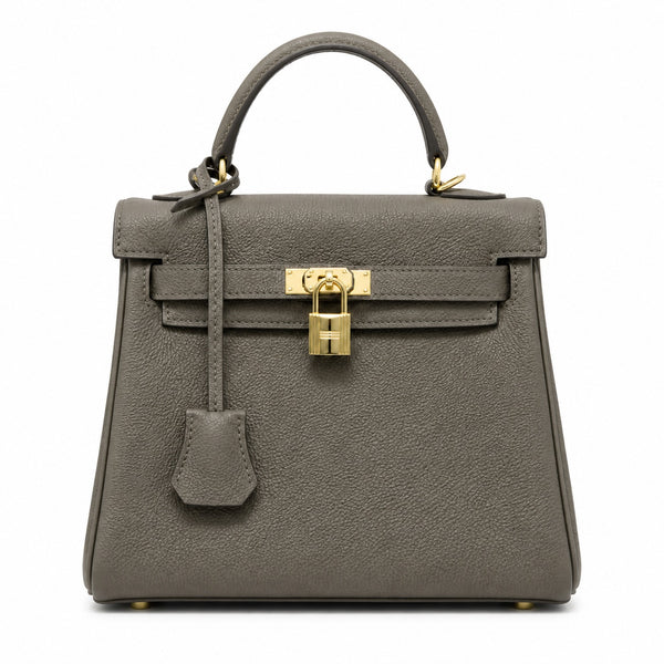 Kelly Sellier 20cm & 25cm & 28cm Gris Asphalte Togo Leather Gold Hardware Women Handbag