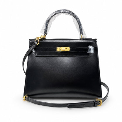 Kelly Sellier 19cm & 22cm & 25cm Noir Box Calf Leather Gold Hardware & Palladium Hardware Women Handbag
