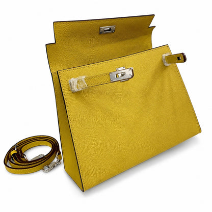 Kelly Sellier 25cm & 28cm Jaune Ambre Epsom Leather Palladium Hardware Women Luxury Handbag