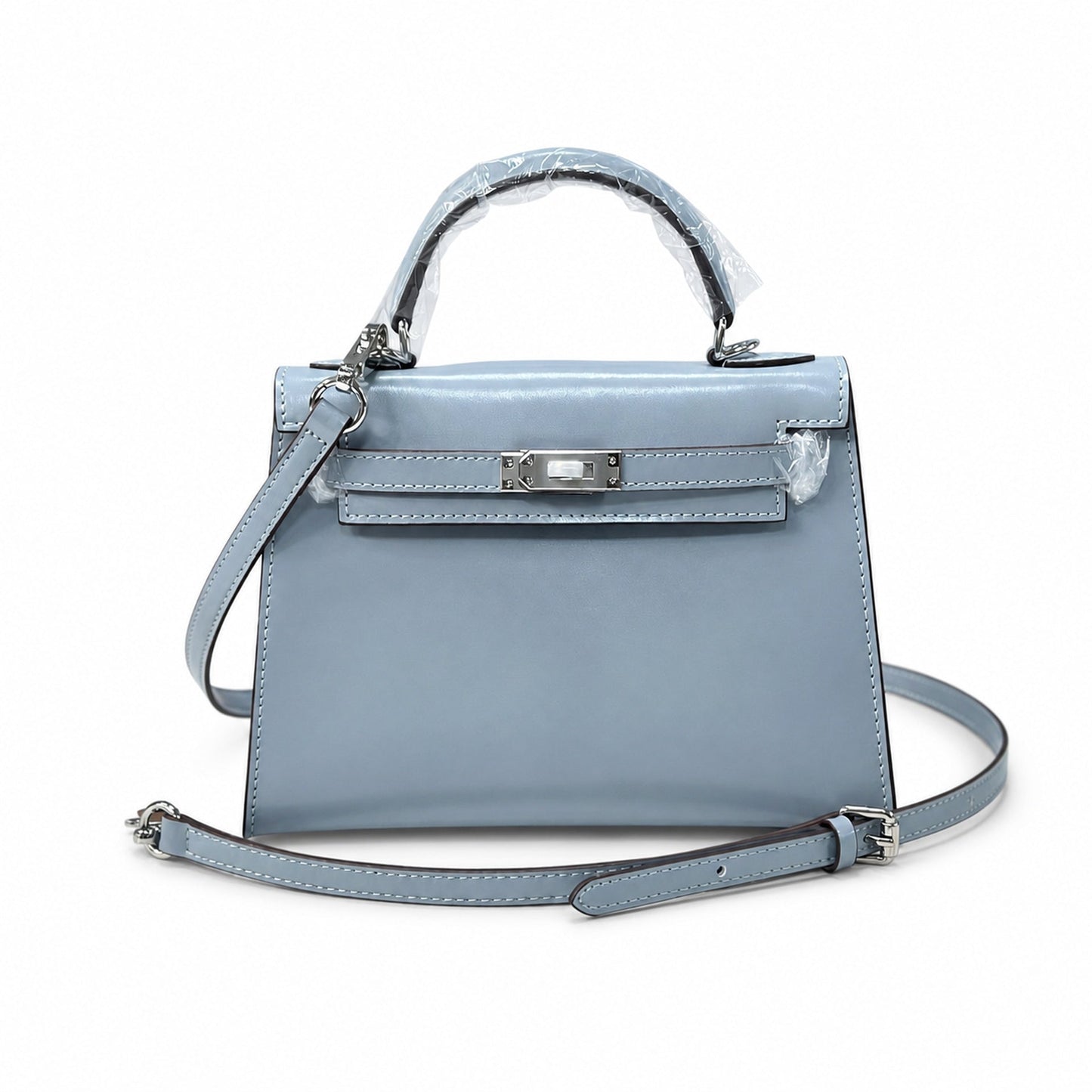 Kelly Sellier 19cm & 22cm & 25cm Bleu Lin Box Calf Leather Gold Hardware & Palladium Hardware Women Handbag