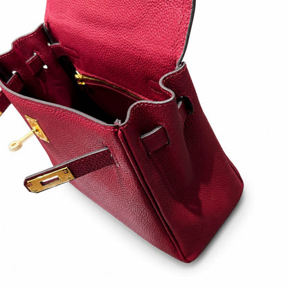 Kelly Sellier 20cm & 25cm & 28cm Rouge H Togo Leather Gold Hardware Women Handbag