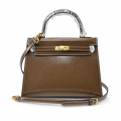 Kelly Sellier 19cm & 22cm & 25cm Ebene Box Calf Leather Gold Hardware & Palladium Hardware Women Handbag