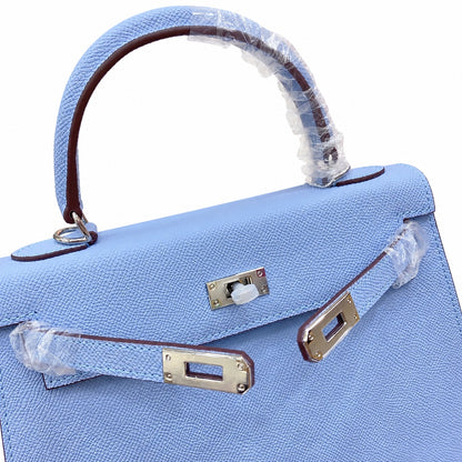 Kelly Sellier 25cm & 28cm Bleu Brume Epsom Leather Palladium Hardware Vintage Women Handbag