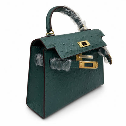 Mini Kelly II Sellier 19cm Vert Cypress Epsom Leather Gold Hardware Mini Women Handbag