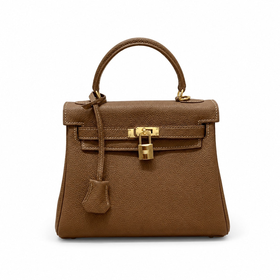 Kelly Sellier 20cm & 25cm & 28cm Chocolat Togo Leather Gold Hardware Women Handbag