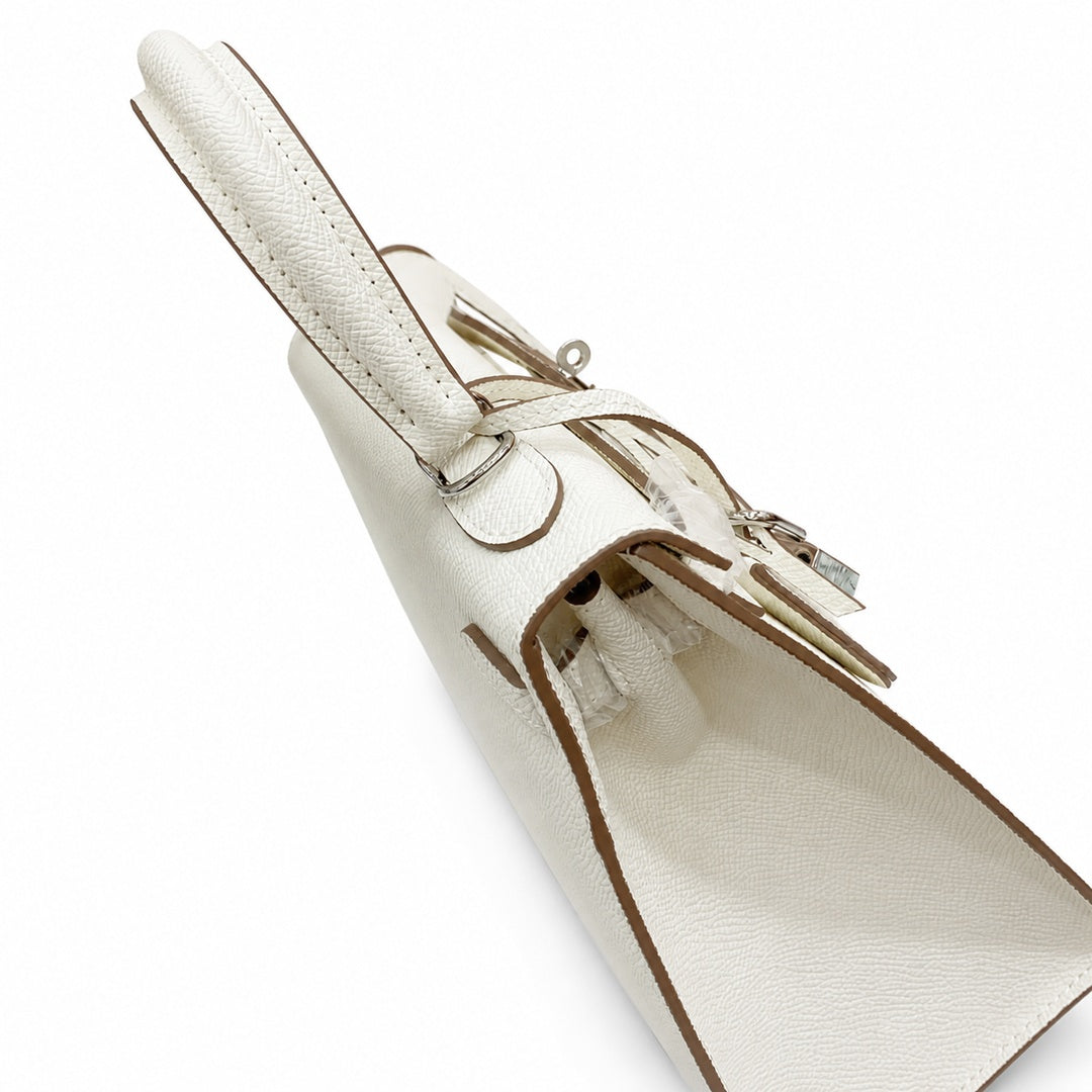 Kelly Sellier 25cm & 28cm Craie Epsom Leather Palladium Hardware Women Luxury Handbag
