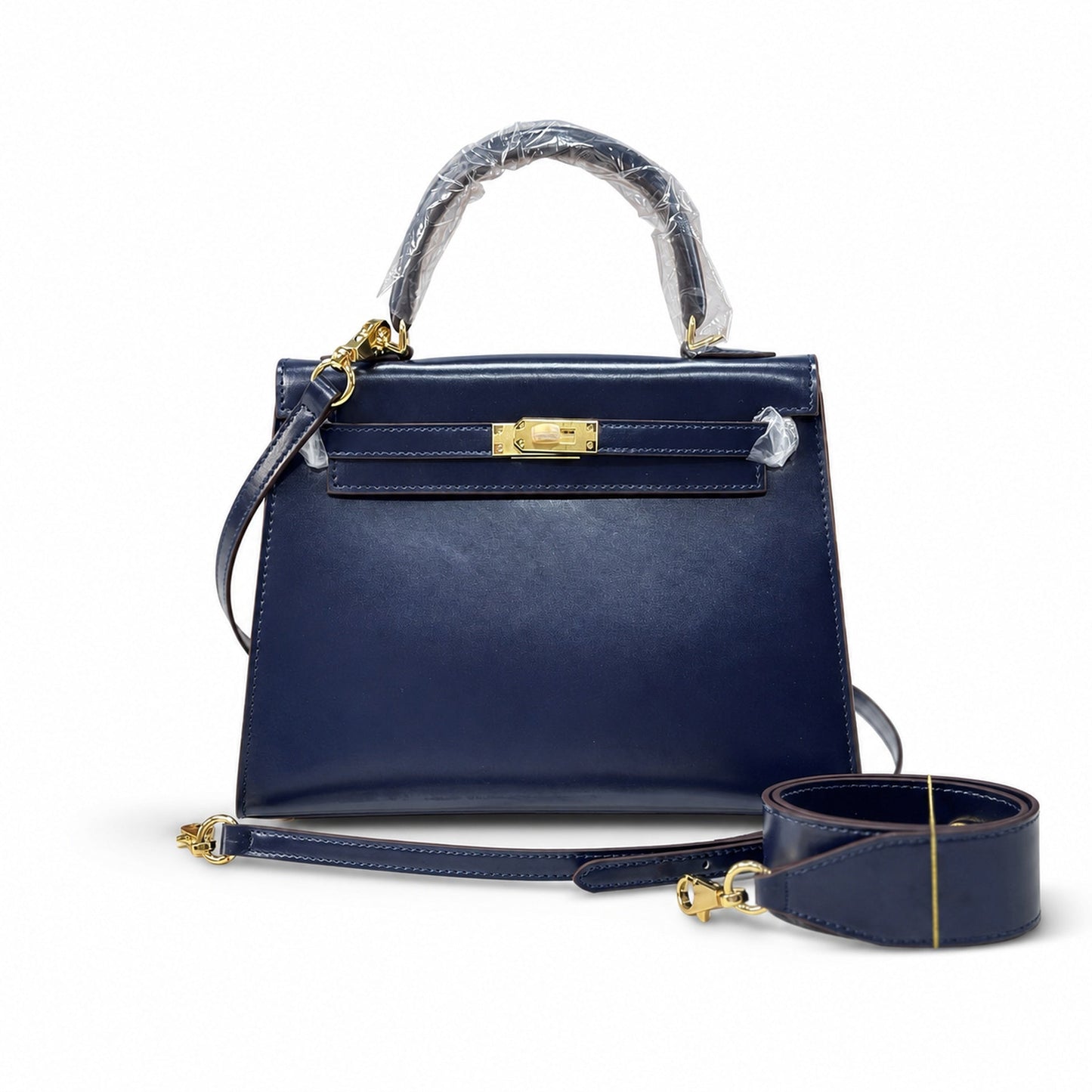 Kelly Sellier 19cm & 22cm & 25cm Bleu Nuit Box Calf Leather Gold Hardware & Palladium Hardware Women Handbag