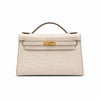 Mini Kelly II Sellier 19cm & 22cm Craie Ostrich Leather Gold Hardware Women Mini Handbag