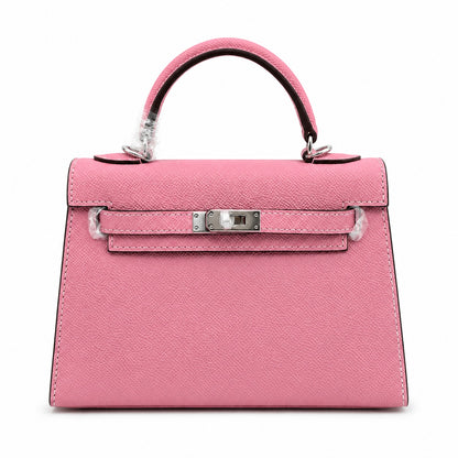Mini Kelly II Sellier 19cm & 22cm Rose Confetti Epsom Leather Palladium Hardware Women Mini Handbag