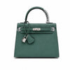 Kelly Sellier 25cm & 28cm Vert Cypress Epsom Leather Palladium Hardware Commute Shoulder Handbag