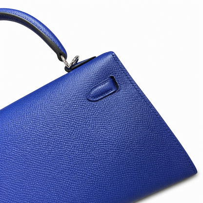 Kelly 25cm Epsom leather 7T BlueElectric electric blue top handcraft! Counter quality!