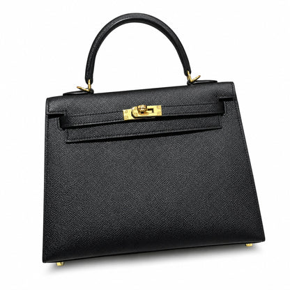 kelly25cm, ck89/Black, Epsom, gold, all handmade‼ ️Kelly 25cm, black, palm print, gold buckle, high-end handmade exclusive customization‼ ️Purely hand-made nails, hand-engraved hardware, fine steel Di
