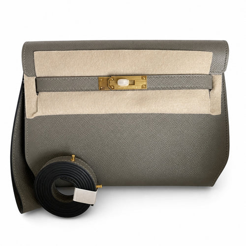 Kelly depeches 25cm epsom pewter gray gold buckle