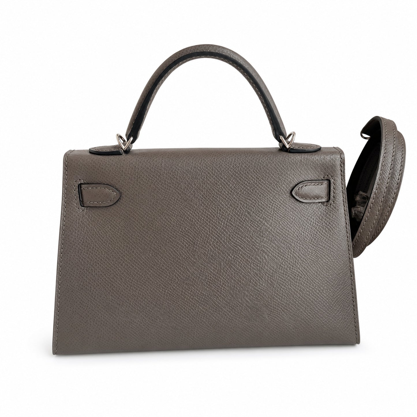 Fully hand-sewn👉Second generation Mini Kelly 19cm imported Epsom leather pewter gray silver buckle