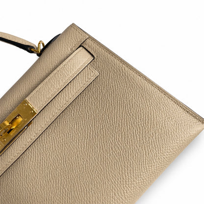 Fully hand-sewn👉Second generation Mini Kelly 19cm imported Epsom leather turtle dove gray gold buckle