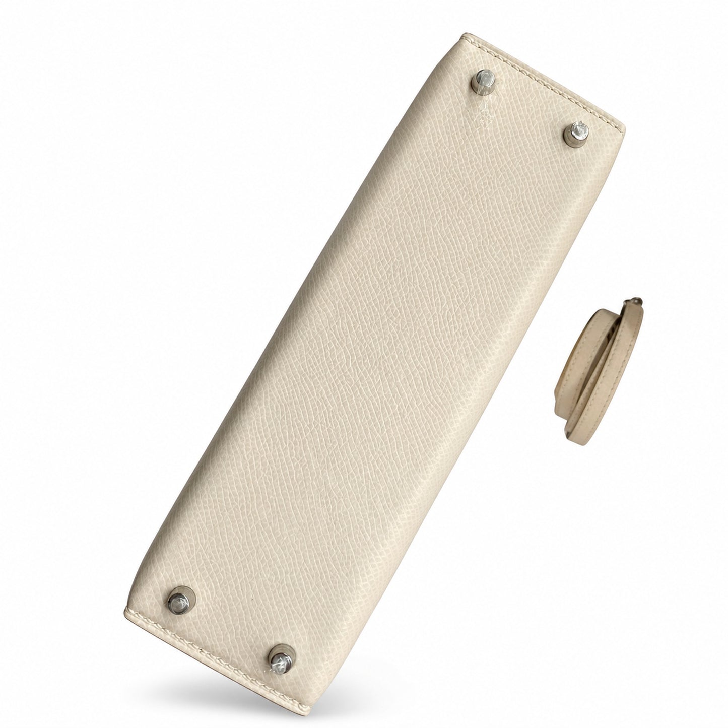 Fully hand-sewn👉Second generation Mini Kelly 19cm imported Epsom leather cream white silver buckle