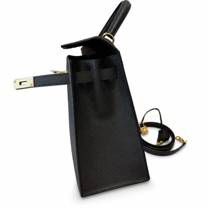 kelly32cm, ck89/Black, Epsom, gold, all handmade‼ ️Kelly 32cm, black, palm print, gold buckle, high-end handmade exclusive customization‼ ️Purely hand-made nails, hand-engraved hardware, fine steel Di