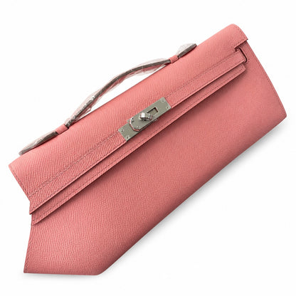Kelly cut 31 clutch epsom milkshake powder silver buckle in stock