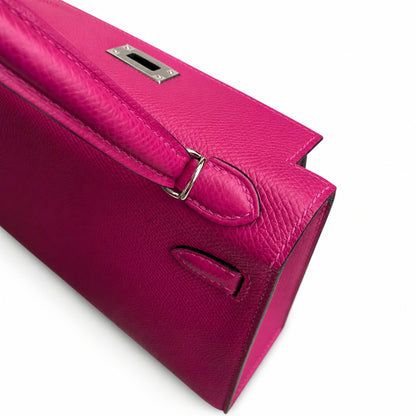 Fully hand-sewn👉Second generation Mini Kelly 19cm imported Epsom leather rose purple silver buckle