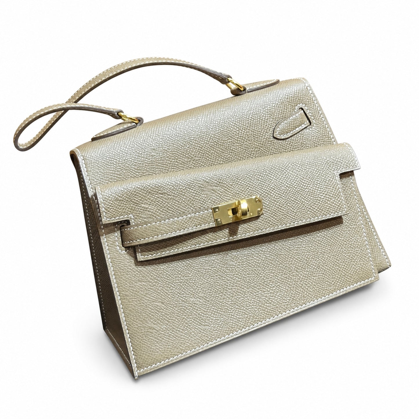 Double-sided Kelly DESORDRE original epsom leather etoupe gray elephant gray order
