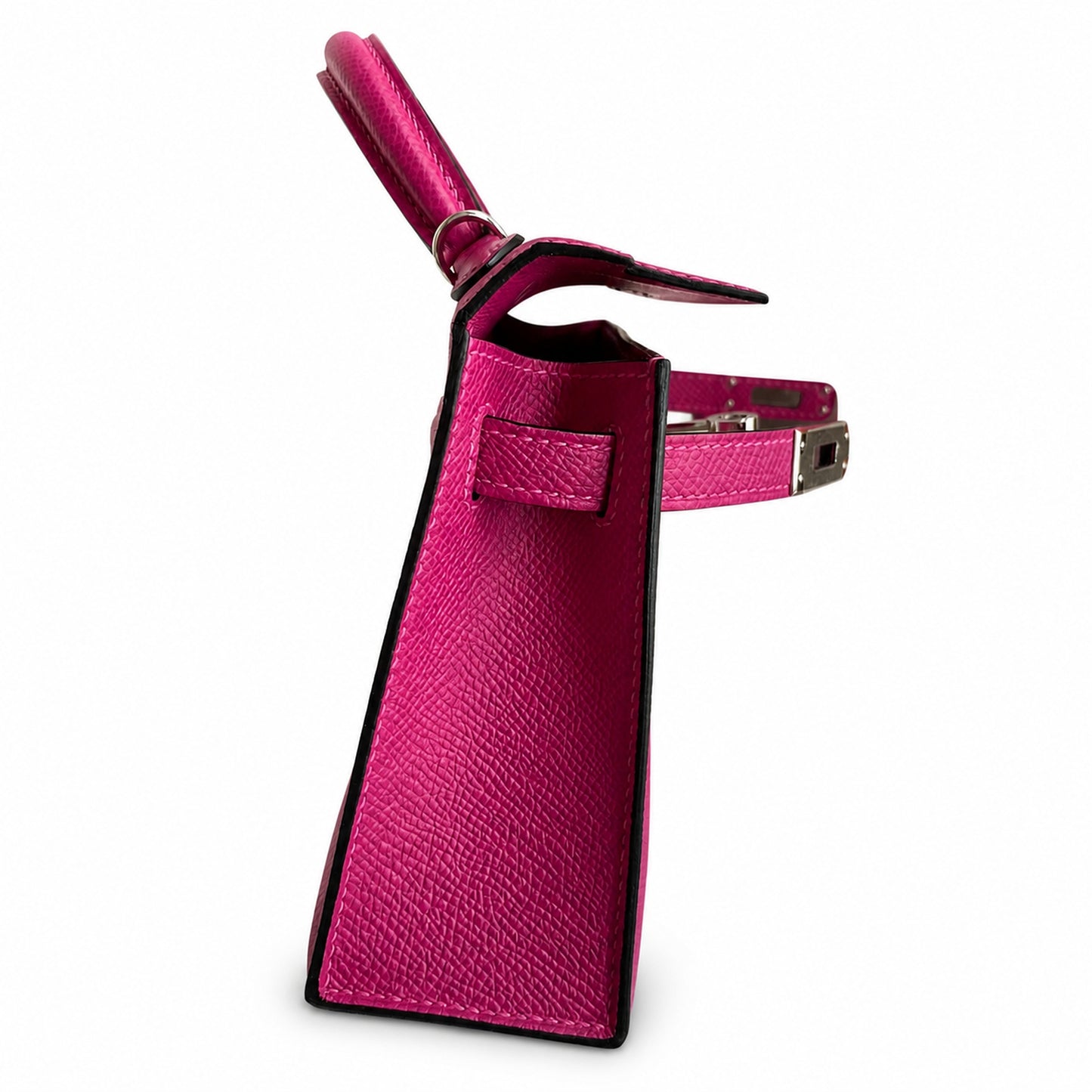 Fully hand-sewn👉Second generation Mini Kelly 19cm imported Epsom leather rose purple silver buckle