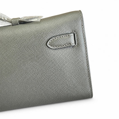 Kelly Cut 31 Clutch Epsom Leather Picture Pewter Gray