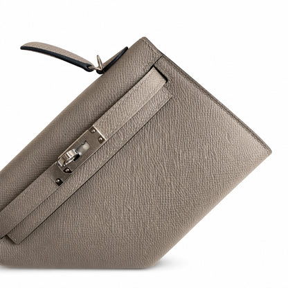 Fully hand-sewn👉Second generation Mini Kelly 19cm imported Epsom leather asphalt gray silver buckle