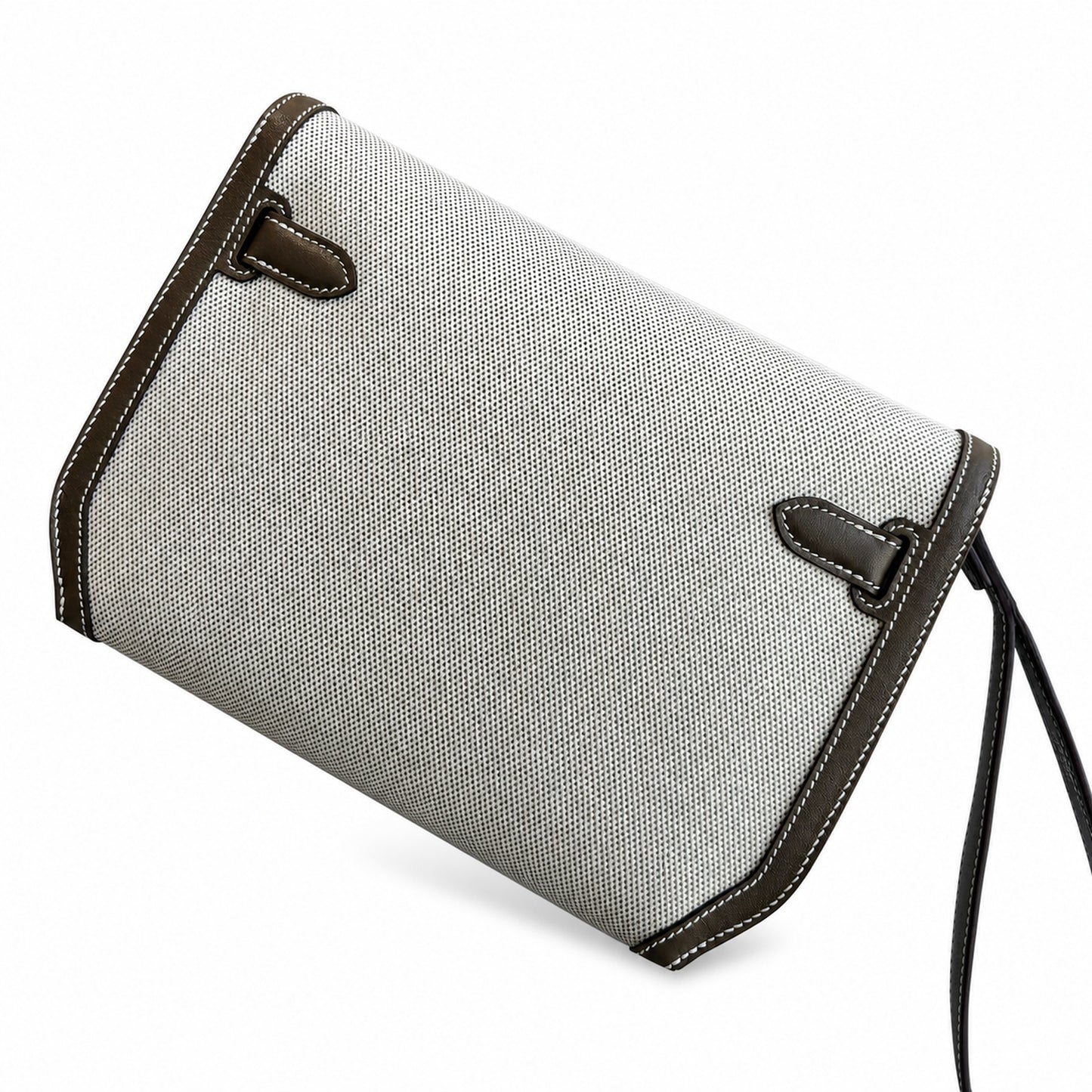 Kelly Depeches 25 clutch, canvas and swift leather (with additional shoulder strap), can be carried cross-body, can be carried by hand or on the wrist, daily needs, seamless switching between business